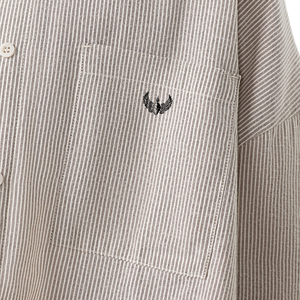 Camisa Oversize de Mujer con Rayas Beige y Botones, Ligera, de Manga Larga, Estilo Casual, para Usar en Capas, para el Día a Día - Product Image 6