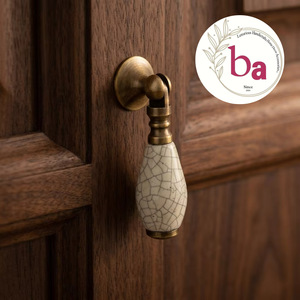 Poignée de meuble ovale en fonte de fer avec perles décoratives, design moderne, durable et écologique, pour armoire, tiroir et salle de bain - Product Image 1
