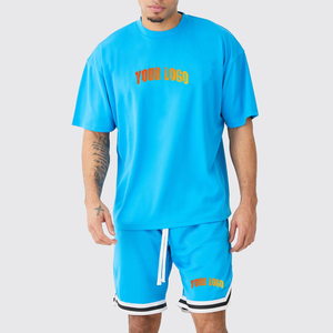 Ensemble short et t-shirt décontracté pour homme, 2 pièces, 100 % coton, imprimé, avec logo personnalisé, collection été 2026, vente en gros, OEM - Product Image 1