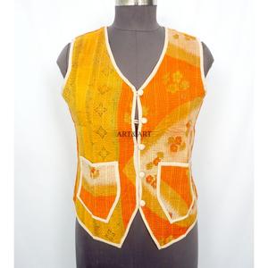 Handmade Traditional Vintage <b>Kantha</b> Vest <b>Jacket</b> Knitted 100% Pure Cotton Open Design Breathable Eco-Friendly Quick Dry - Product Image 1