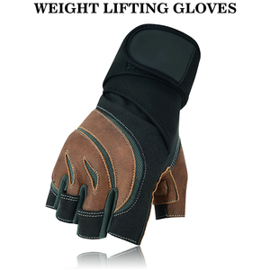 Gants de musculation en cuir pour l'exercice et le fitness, demi-doigts, pour la musculation et l'entraînement en salle de sport, avec sangle de poignet réglable - Product Image 3