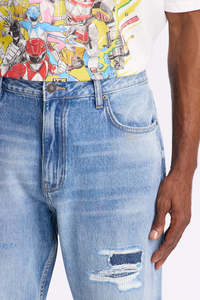 New Arrival <b>Top</b> Quality Men's Jeans Wholesale Vintage <b>Distressed</b> Jeans High Street Straight Wide Leg Pants for Men - Product Image 3