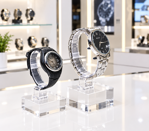 Elegant Single <b>Acrylic</b> and Wood Watch Display <b>Stand</b> | Premium Showcase for Your Timepieces - Product Image 5