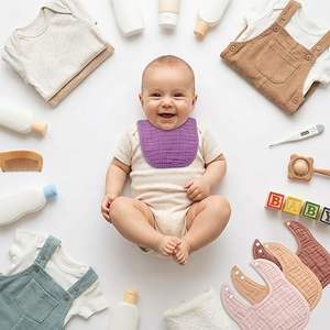 Bavoirs en mousseline pour nouveau-nés 95% bambou 5% élasthanne Douceur et confort extensibles - Product Image 3