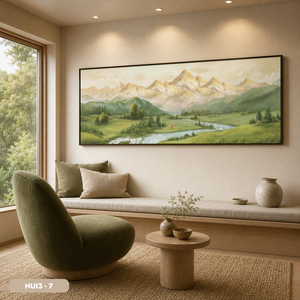 Peinture murale en soie paysage montagneux en gros, œuvre d'art exquise faite à la main, décoration intérieure, OEM ODM, fabriqué au Vietnam, NUI3 - 7 - Product Image 6