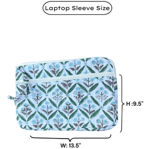 Housse d'ordinateur portable élégante et luxueuse en coton, 13 et 15 pouces, matelassée, multi-poches, fermeture éclair, imprimée à la main, respectueuse de la peau et écologique - Product Image 6