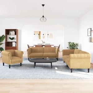 Solid Wood <b>Medium</b> Living Room Set in <b>Brown</b> Velvet Plywood Elegant <b>Brown</b> Velvet Sofa Set - Product Image 3