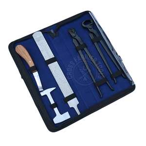 Juego de herramientas de herrador al por mayor con cuchillo de doble filo afilado, alicates para limpieza de abscesos en pezuñas, extractor de clavos, pulidor de acero y lima raspadora - Product Image 1