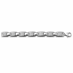 Bracelet en argent sterling 925 avec zircone cubique, chaîne à maillons géométriques polie, moderne, unisexe, pour mariage, fête, usage quotidien, cadeau - Product Image 2