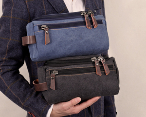 Leather Canvas <b>Toiletry</b> Bag Travel Organizer Waterproof Cosmetic <b>Storage</b> Dopp Kit Large Size Bag LCTB-0028 - Product Image 6