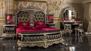 Juego de Muebles de Dormitorio de Lujo de Estilo Mid-Century en Negro y Plata, Madera de Teca Sólida, Cama King Size, Vitrina, Mesitas de Noche, Armario - Product Image 2