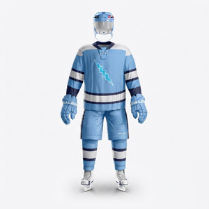 Ensemble uniforme de hockey sur glace haut de gamme pour homme – Maillot sublimé à col en V et pantalon, manches longues, évacuation de l'humidité, toutes saisons, vêtements de sport pour adulte - Product Image 3