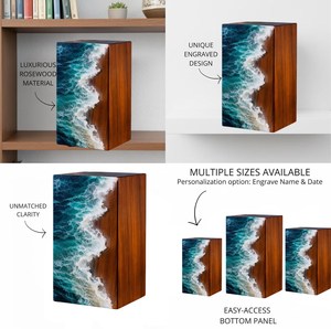 Handmade Ocean Wave Resin <b>Box</b> Coastal Wood Decor <b>for</b> human <b>ashes</b> medium size 9x5.5 urn <b>box</b> - Product Image 2