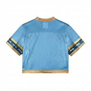 Maillot de football américain sur mesure pour femme, 100 % polyester, tissu maillé épais, sans manches, surdimensionné, numéro brodé - Product Image 2