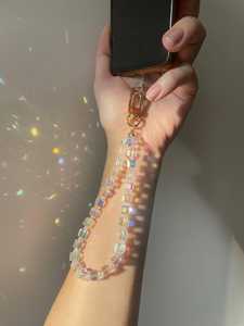 สายคล้องคริสตัลประดับลูกปัดหลากสีสัน ดีไซน์สวยงาม สายโซ่คริสตัล ลูกปัดทรงลูกบาศก์ใส หรูหรา น่ารัก - Product Image 2