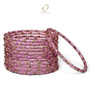 Colección de Brazaletes de Cristal de Cachemira Transparentes en Rosa Lila y Morado, con Diseño de Gotas de Lluvia, para Mujer, Joyería de Moda para Bodas - Product Image 4