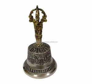 ทองเหลืองโบราณพระพุทธศาสนาระฆังและ Vajra หล่องานฝีมือโลหะเคลือบทองสวดมนต์รอบของขวัญ - Product Image 1