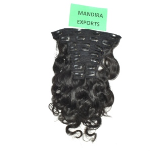 Cuticle Aligned Vendor Unprocessed Remy Raw Hair Indian <b>Black</b> <b>Lace</b> Clip-In Bodywave Human Hair Extensions - Product Image 5