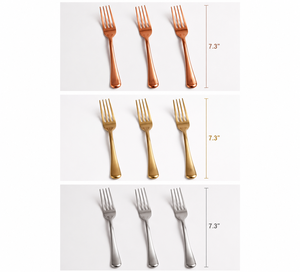 Fourchettes en plastique or rose en gros, couverts jetables robustes or rose pour fêtes, mariages et événements - Product Image 3