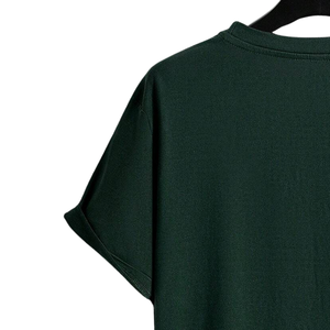 T-shirt décontracté pour homme, vert foncé, col rond, manches courtes, écologique, respirant, 100 % coton jersey, confortable, uni - Product Image 4
