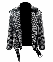 Veste en cuir et toile d'hiver la plus vendue, cloutée métallique, style gothique rock punk motard, réversible, respirante, plusieurs couleurs