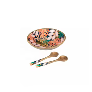 Bol en bois émaillé imprimé, durable, en bois de manguier, plat de service pour l'iftar - Product Image 1