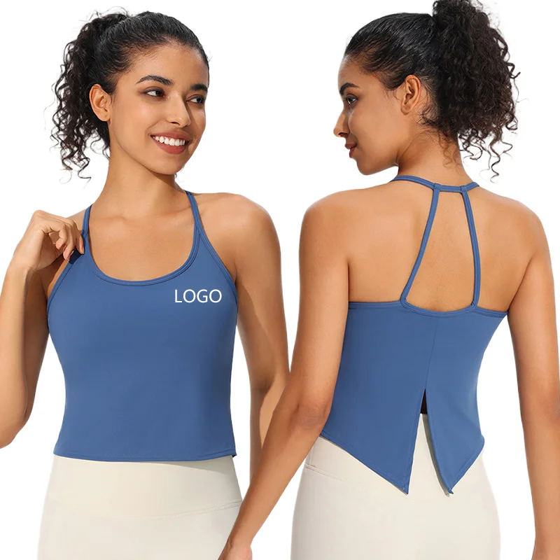 Women's Backless Yoga Vest Breathable Lightweight Four-Way Stretch Quick-Drying Fitness Top for Running Outdoors