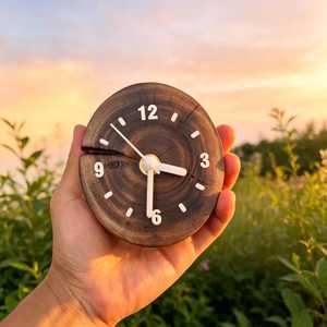 Elegant Wooden Table <b>Clock</b> with Silent Quartz <b>Movement</b> Classic Design Battery Powered for Living Room & Office - Product Image 2