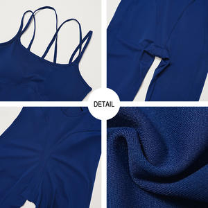 Combinaison de sport pour femme à séchage rapide, sans manches, dos croisé, avec rembourrage amovible, extensible, pour le yoga et l'entraînement, style décontracté - Product Image 5