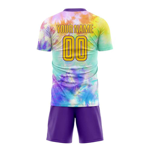 Custom <b>Tie</b> <b>Dye</b> Soccer Jersey Set Sublimated Crew Neck Short Sleeve Moisture Wicking Polyester Adult Unisex All Seasons - Product Image 5