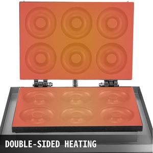 110V Commercial <b>Waffle</b> Donut Machine 6-Hole Double Sided Heating 50-300Celsius 1550W Non-Stick Doughnut <b>Maker</b> - Product Image 3