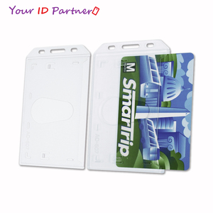 Rigid Plastic Vertical <b>ID</b> Badge <b>Holder</b> Credit Card Sleeve Personal Card Name Tag - Product Image 3