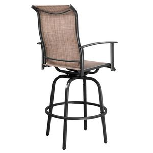 2pcs Black Wrought Iron Swivel <b>Bar</b> <b>Stools</b> <b>Comfortable</b> Patio Furniture Swivel <b>Bar</b> Chairs - Product Image 2