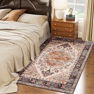 Tappeto a Pelo Lungo 4x6 Antiscivolo con Stampa Boho e Motivo a Medaglione, Marrone Fulvo, Lavabile in Lavatrice per Soggiorno e Camera da Letto - Product Image 2