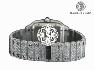 Reloj de Diamantes Moissanite con Esfera de Números Arábigos Hecho a Mano con Calidad de Exportación, Correa de Acero Inoxidable, Estilo Hip Hop Empresarial, Analógico - Product Image 3