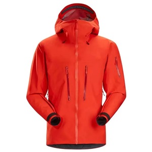 Veste de ski imperméable à capuche pour homme, rouge, en polyester, fermeture éclair, style sportif, pour l'hiver - Product Image 1