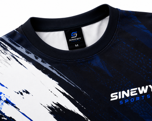 เสื้อยืดกีฬาแขนสั้นผู้ชาย SINEWY พิมพ์ลายตัวอักษร แห้งเร็ว คอกลม ทรงโอเวอร์ไซส์ ผ้าฝ้าย 100% พิมพ์ลายฟล็อค ระบายอากาศได้ดี สีฟ้า - Product Image 5