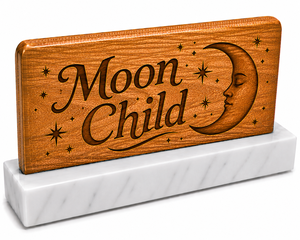 Hot selling Jewish holiday decor Trending Moon Child Wooden <b>Table</b> Sign Marble Base Celestial Decor Spiritual Gift Display - Product Image 1