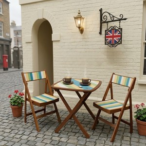 Modern <b>Foldable</b> Durable Wood Garden <b>Table</b> and <b>Chair</b> Set Rainbow Color for Farmhouse & Hotel Use Outdoor Furniture - Product Image 5