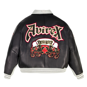 Chaqueta de Cuero Roja de Invierno con Cierre de Cremallera Gruesa de Estilo Vintage de Edición Limitada, Chaqueta Bomber de Cuero Vacuno Auténtico para Hombre Avirex - Product Image 2