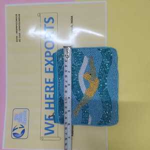 Monedero de cuentas hecho a mano con diseño de nadadora, bolsa con cremallera temática de playa, bolso de mano con cuentas de chica nadadora, mini bolsa de cosméticos, cartera - Product Image 5