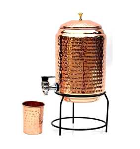 Artisan Meenakari Printed Copper Water Dispenser Paisley Pattern 5 Liter Ayurvedic Metal Tank Traditional Indian Health Pot - Product Image 2