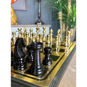 Luxury Teak <b>Wood</b> <b>Chess</b> <b>Set</b> - Handcrafted with Gold Leaf | Wholesale - Product Image 3