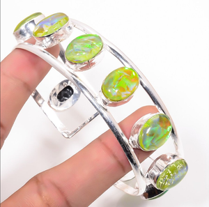 Handmade Opal Gemstone Bangle Teardrop Boho Jewelry Elegant Artisan <b>Bracelet</b> for Women Stylish Gift Accessory - Product Image 2