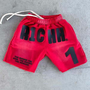 Shorts pour hommes en broderie 3D, style streetwear moderne, en nylon doux, pour l'été, décontractés, taille élastique, séchage rapide, couleur unie - Product Image 4