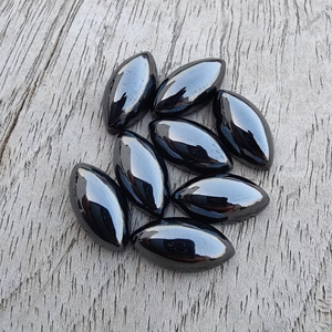 Hematite naturelle cabochon, forme marquise, dos plat, calibrée, qualité AAA+, pierre précieuse pour bijoux - Product Image 2