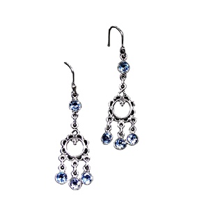 Conjunto de pendientes colgantes de plata de ley 925 para mujer, piedra preciosa de Topacio Azul chapada en oro para fiestas y regalos - Product Image 1