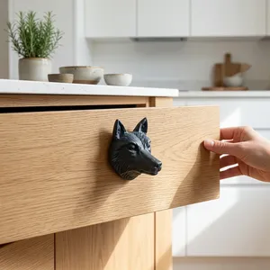 Wolf Head Cast Iron Sand Casted Drawer Handle Farmhouse Style Round Kitchen Cabinet <b>Knob</b> Antirust Eco-Friendly Durable Design - Product Image 1