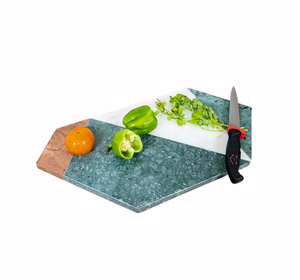 Round Wooden Chopping Board With Marble Inlay And Handle For <b>Kitchen</b> Use Handmade Cutting Board On Sale - Product Image 3
