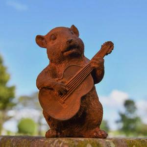 Estatua de Ratón Guitarrista Rústico, Adornos de Jardín, Figura de Ratón Metálica Vintage, Artículos de Decoración para Exteriores, Escultura - Product Image 2